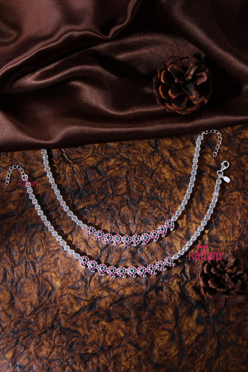 92.5 Silver Paisely Anklet - Design 7 - SJA07