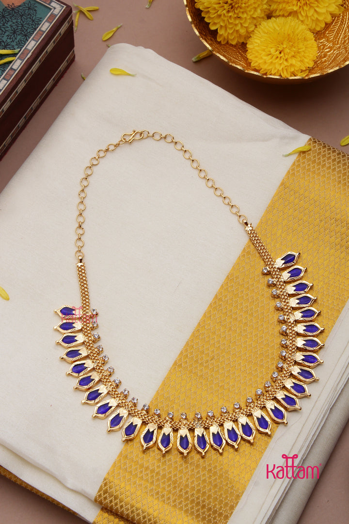 Goldtone Blue Spike Choker ( No Earrings )