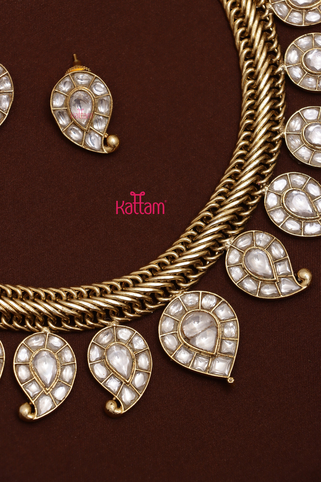 Bhairavi - Kundan White Manga Stone Choker