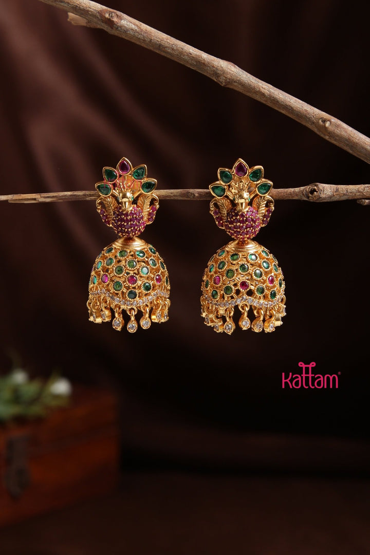 AD Green Peacock Jhumka - E931