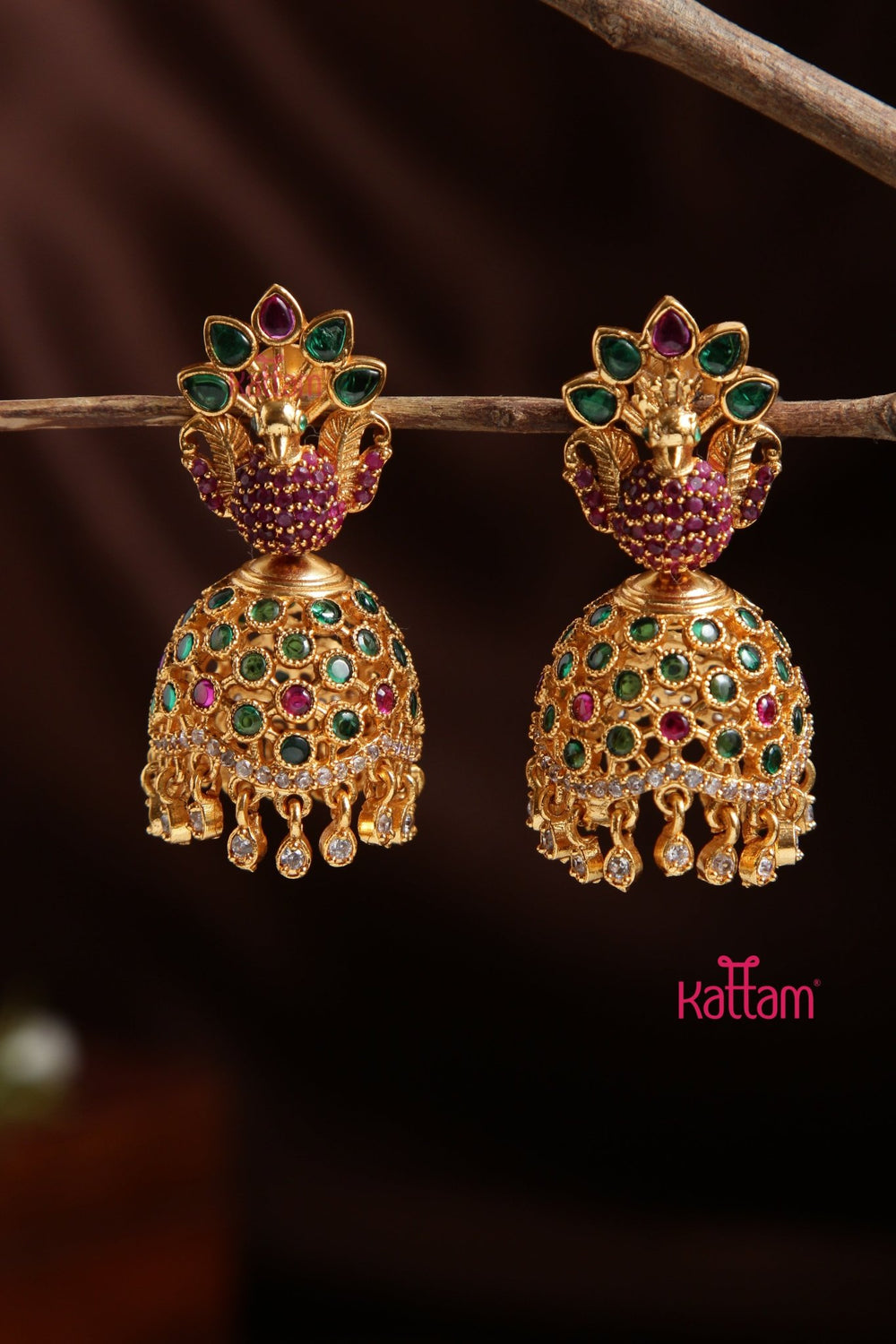 AD Green Peacock Jhumka - E931