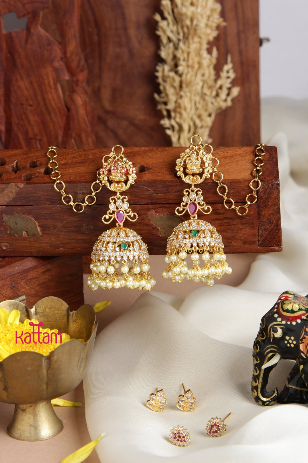 AD Interchangeble Stone Jhumka - E957