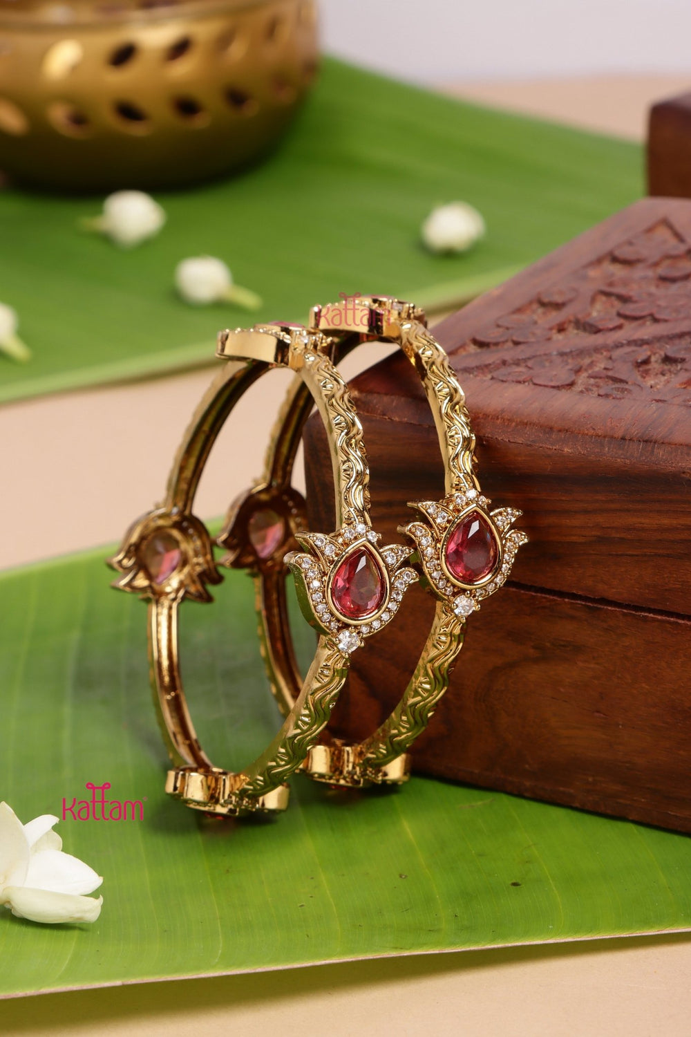 AD Ruby Drop Bangle Set - B554 - V4