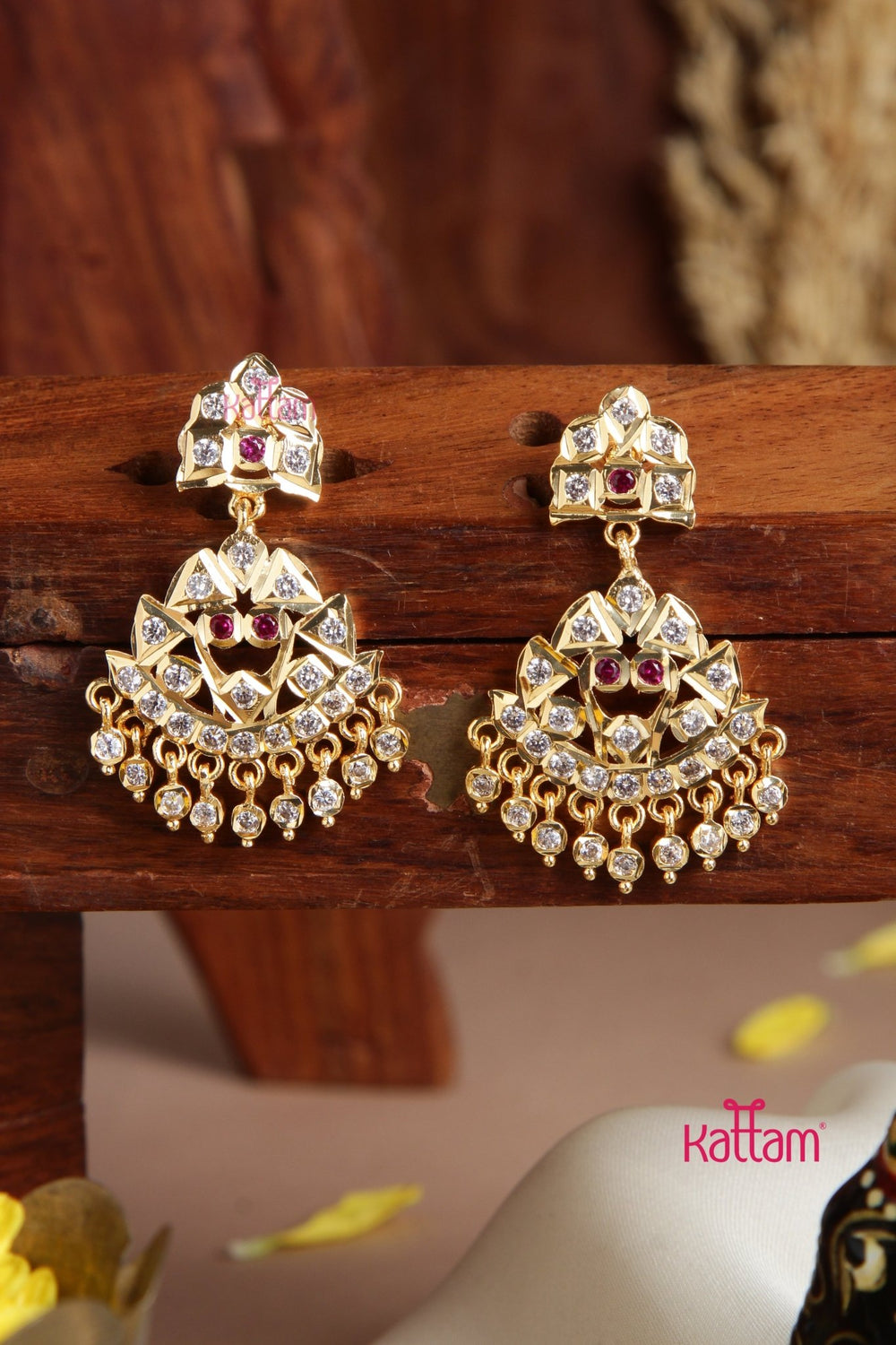 Ajitha - Goltone Gati Ruby Earring - E949