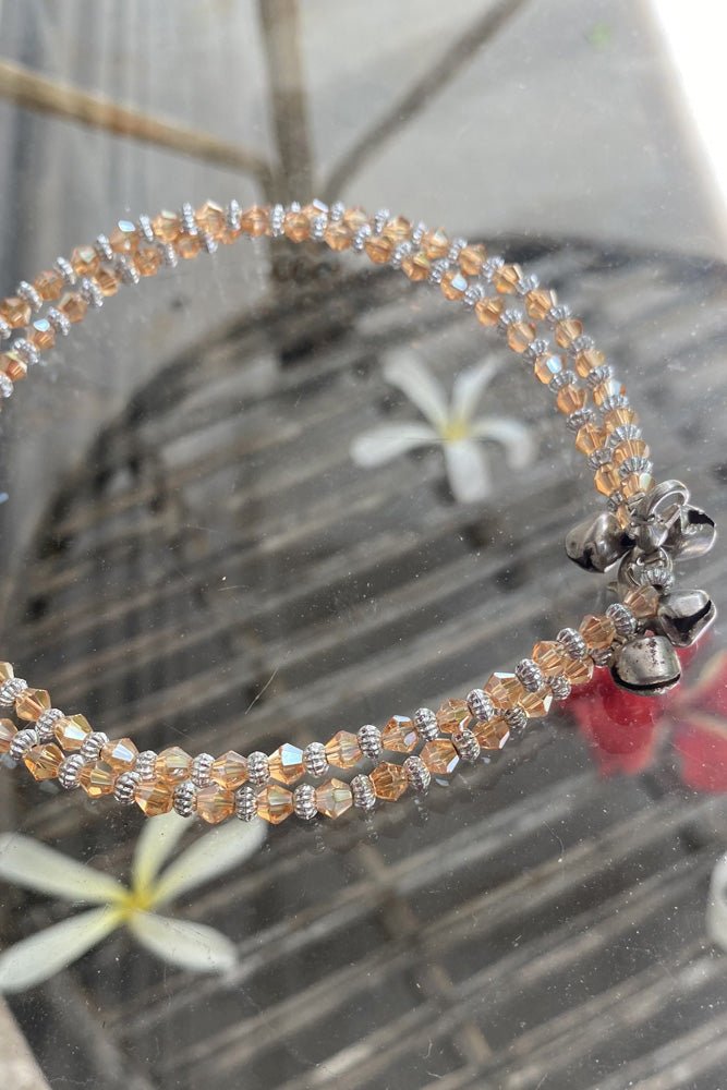 Brown Crystal Bead Anklet - A13