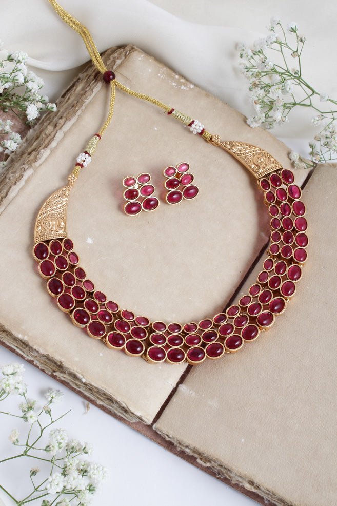 Budgetted Ruby Oval Choker - N2416