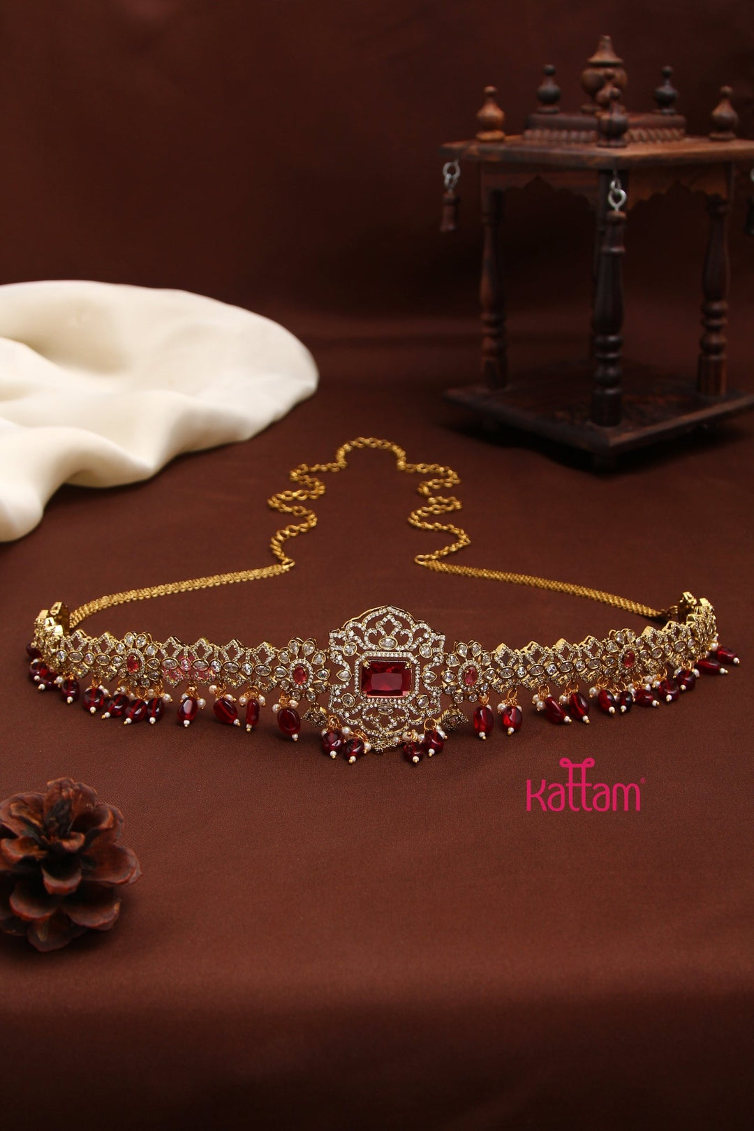 Celina - Victorian AD Maroon HipChain - HB197