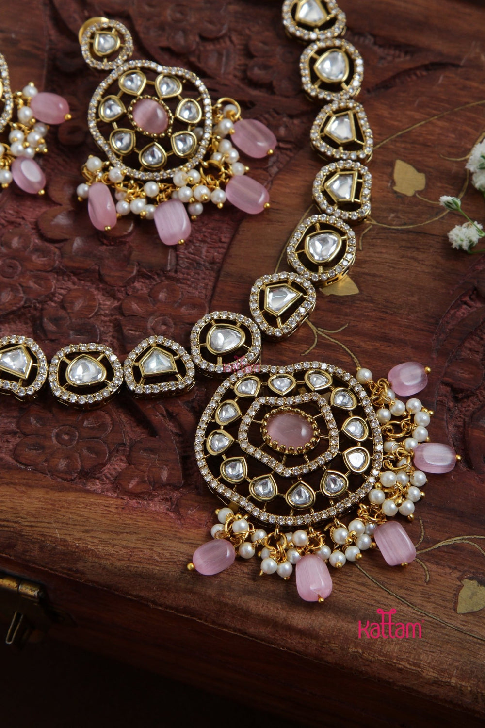 Charvi - American Diamond Pink Short Necklace - N5106