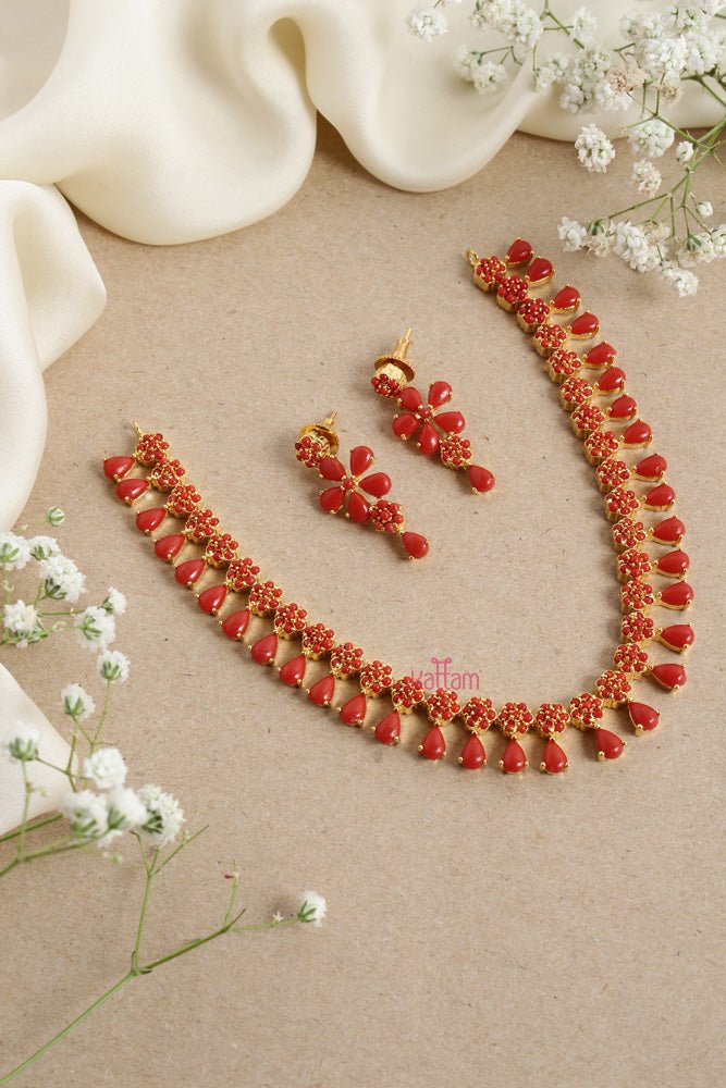 Coral Stone Choker Set - N2588