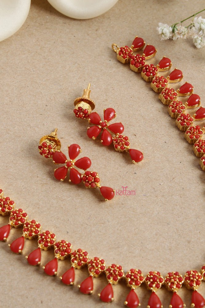 Coral Stone Choker Set - N2588