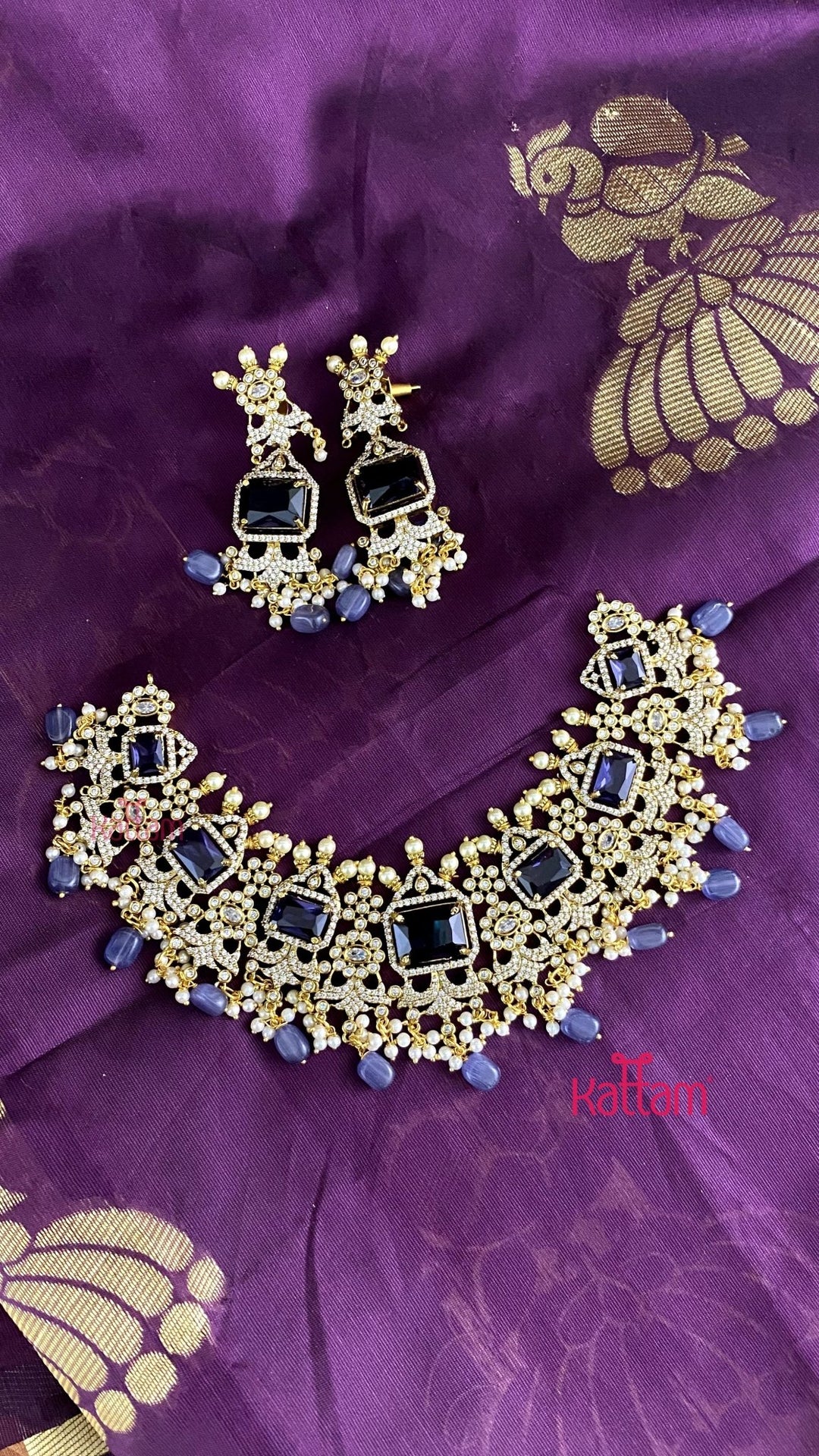 Darcie - Victorian Diamond Purple Bridal Choker - N6129