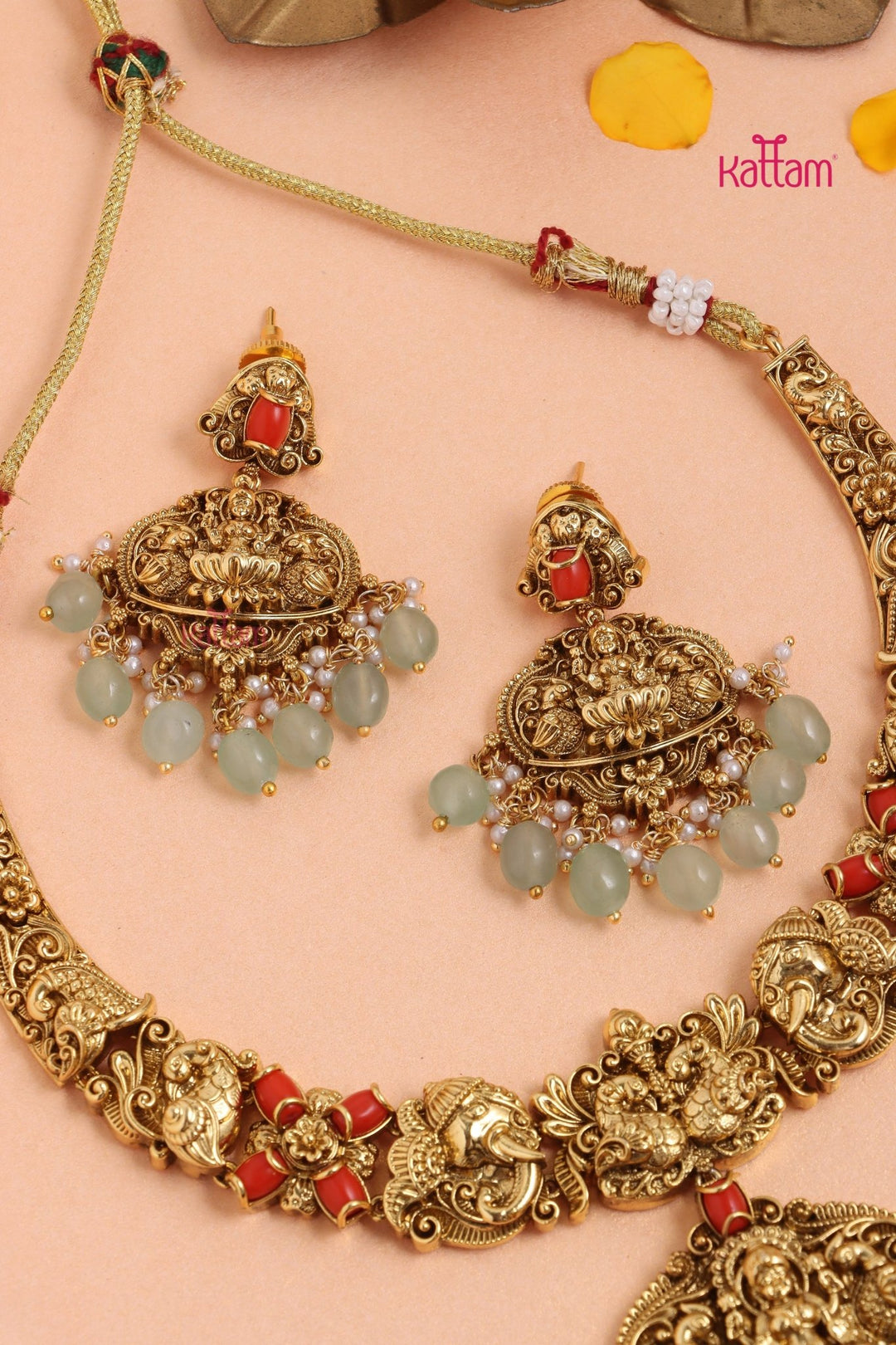 Deva Shri - Antique Peacock Coral Necklace - Design 1 - N3329