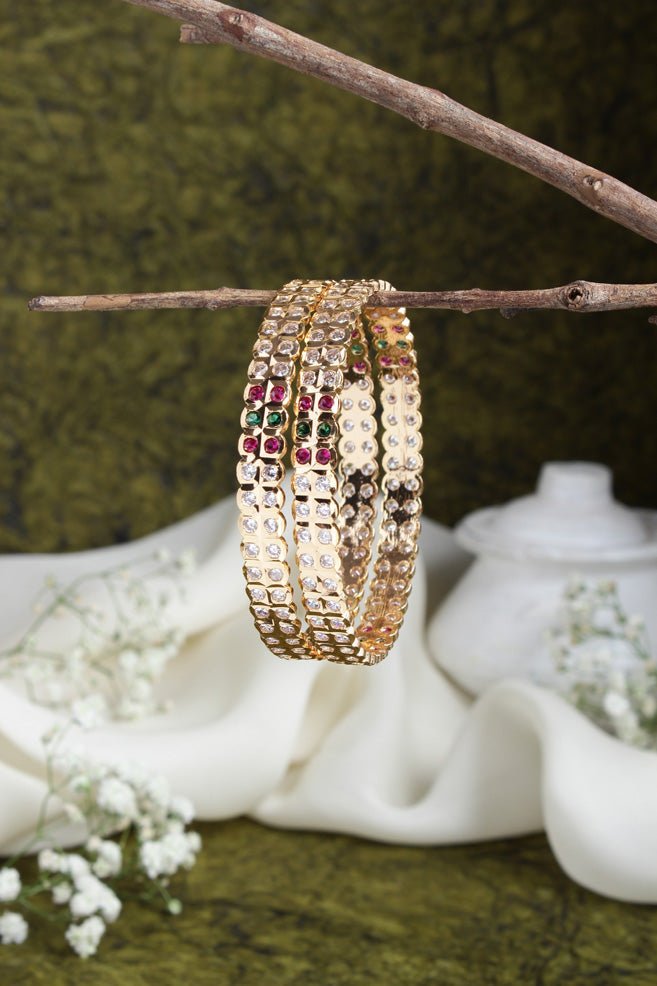 Double Line Multi Stone Gati Bangle - B449 -V4