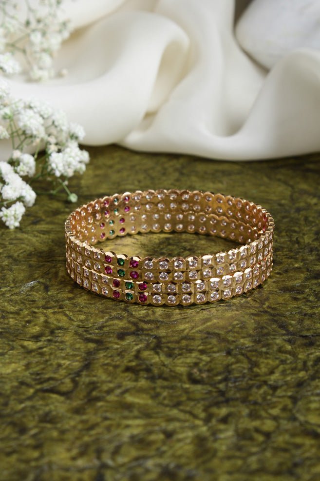 Double Line Multi Stone Gati Bangle - B449 -V4