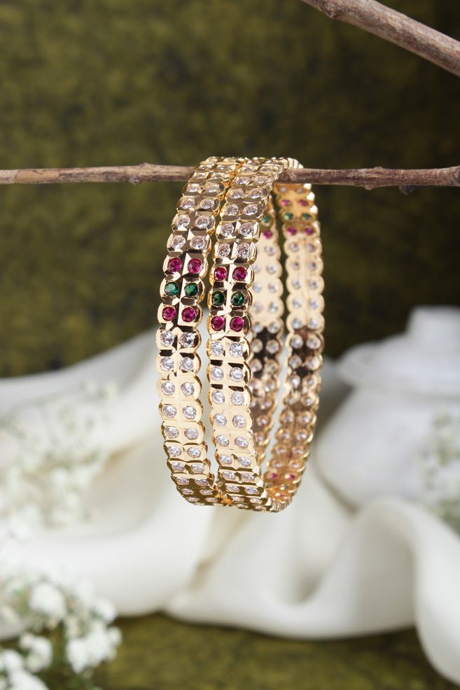 Double Line Multi Stone Gati Bangle - B449 -V4