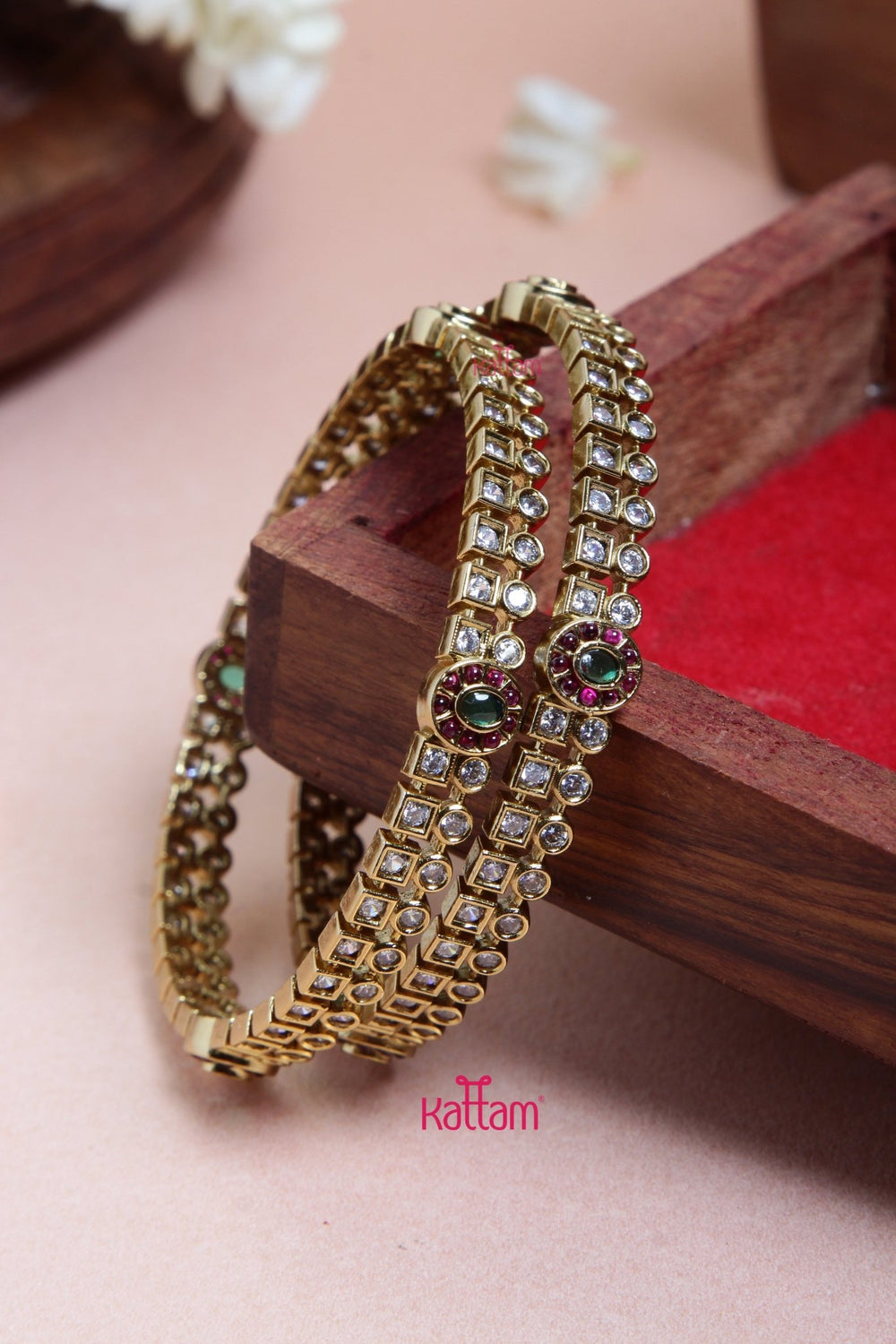 Elegant Festive Stone Bangle - B545 - V4