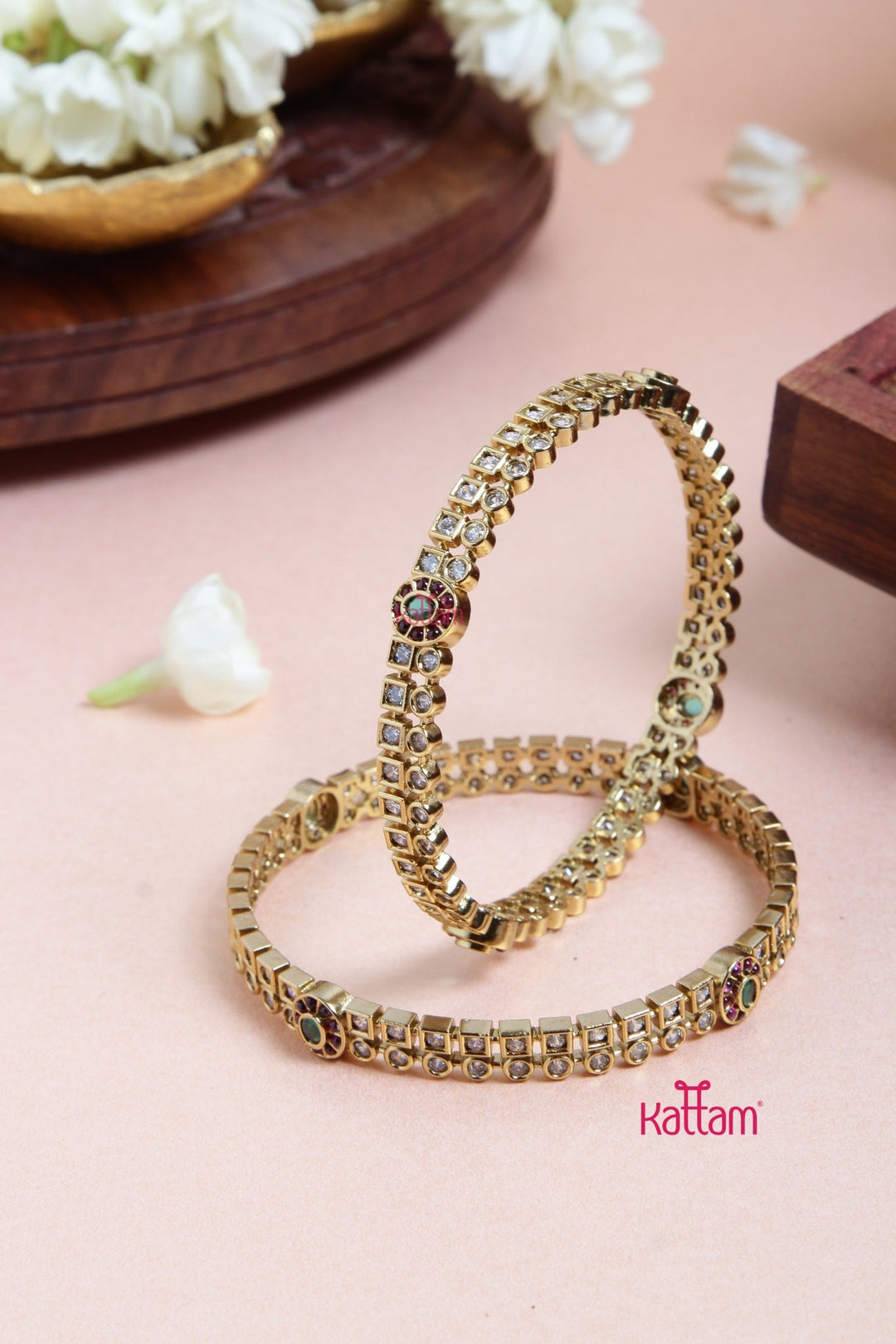 Elegant Festive Stone Bangle - B545 - V4