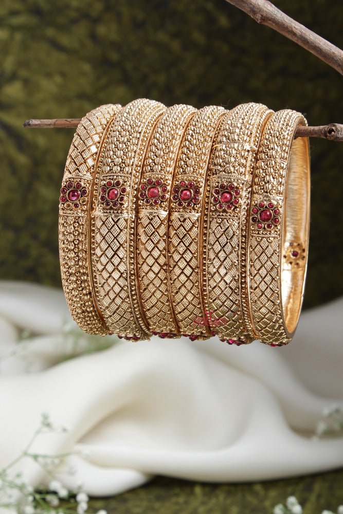 Ethnic Stackable Bangle ( Set of 6) - B450 - V4