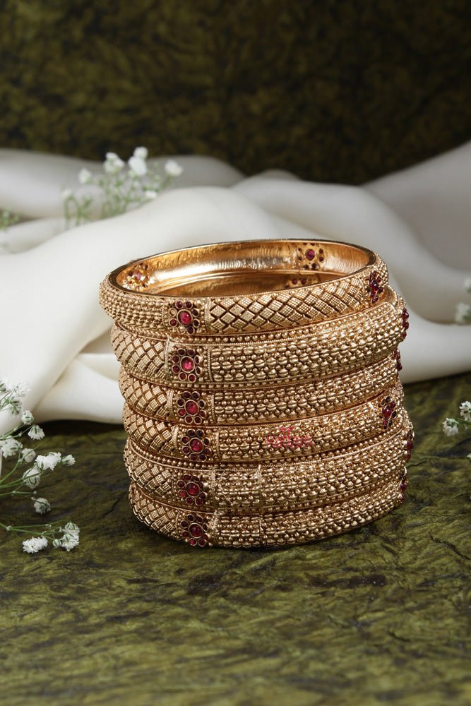 Ethnic Stackable Bangle ( Set of 6) - B450 - V4