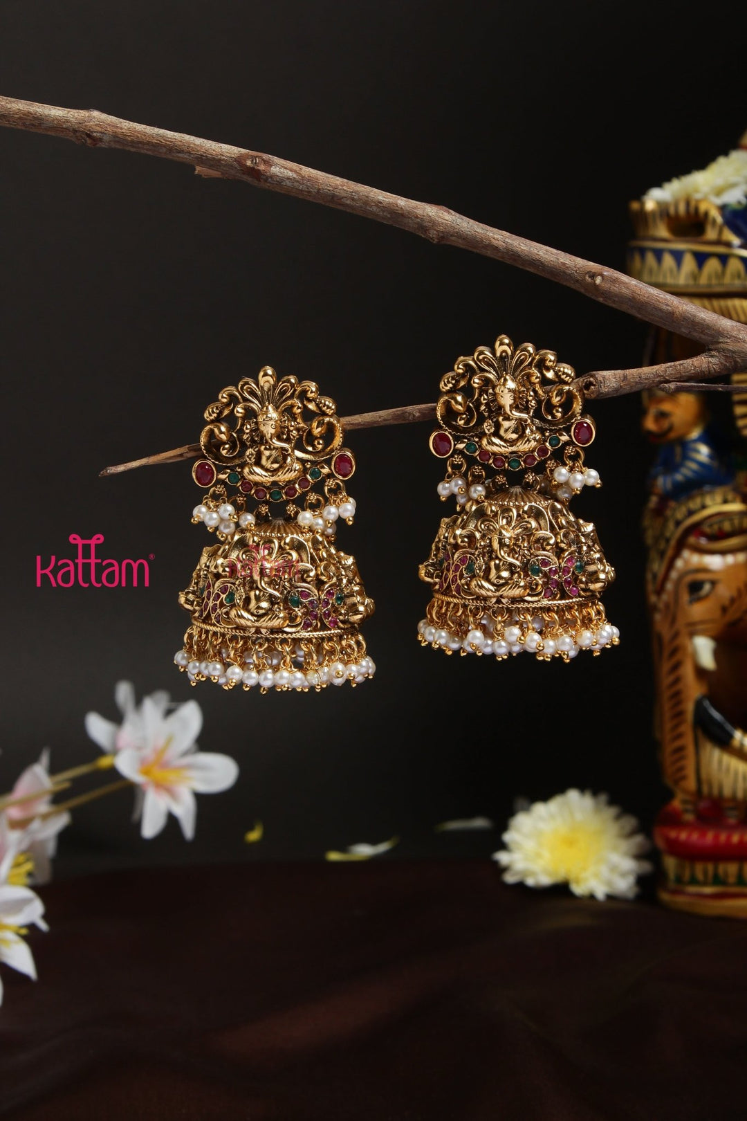 Ganesha Antiquegold Jhumka - E933