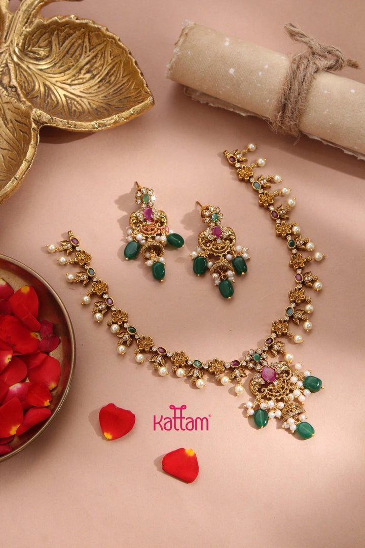 Ganesha Flower Pearl Necklace - N3335