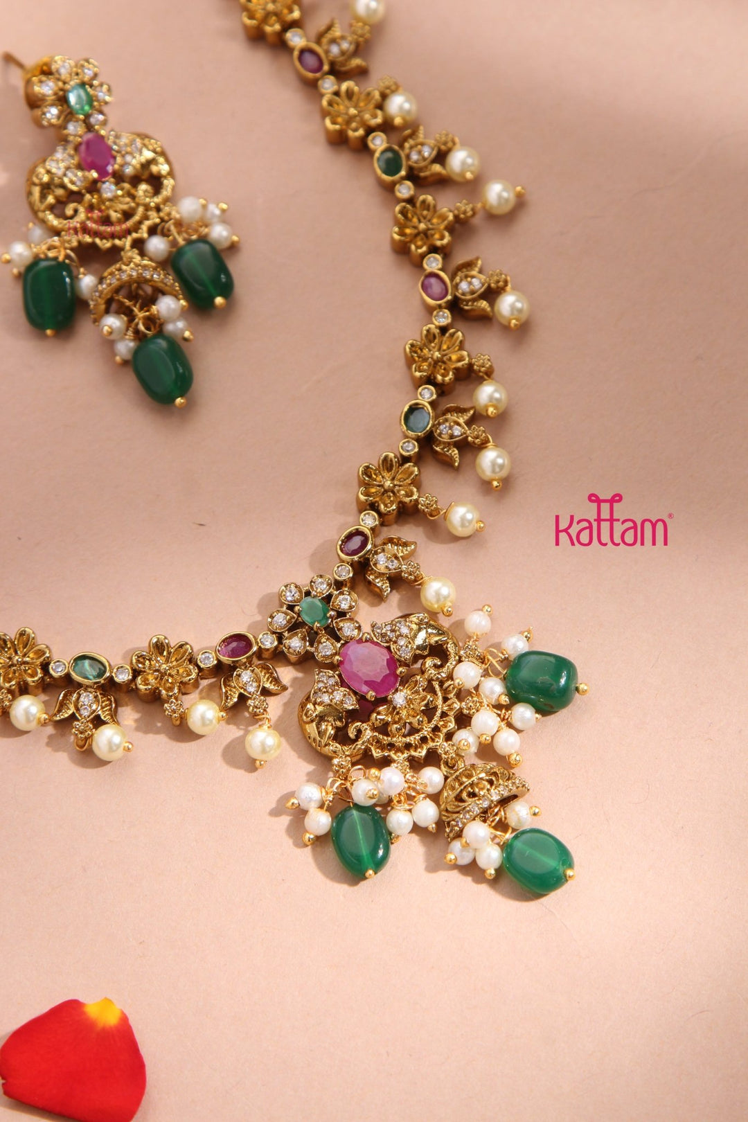 Ganesha Flower Pearl Necklace - N3335