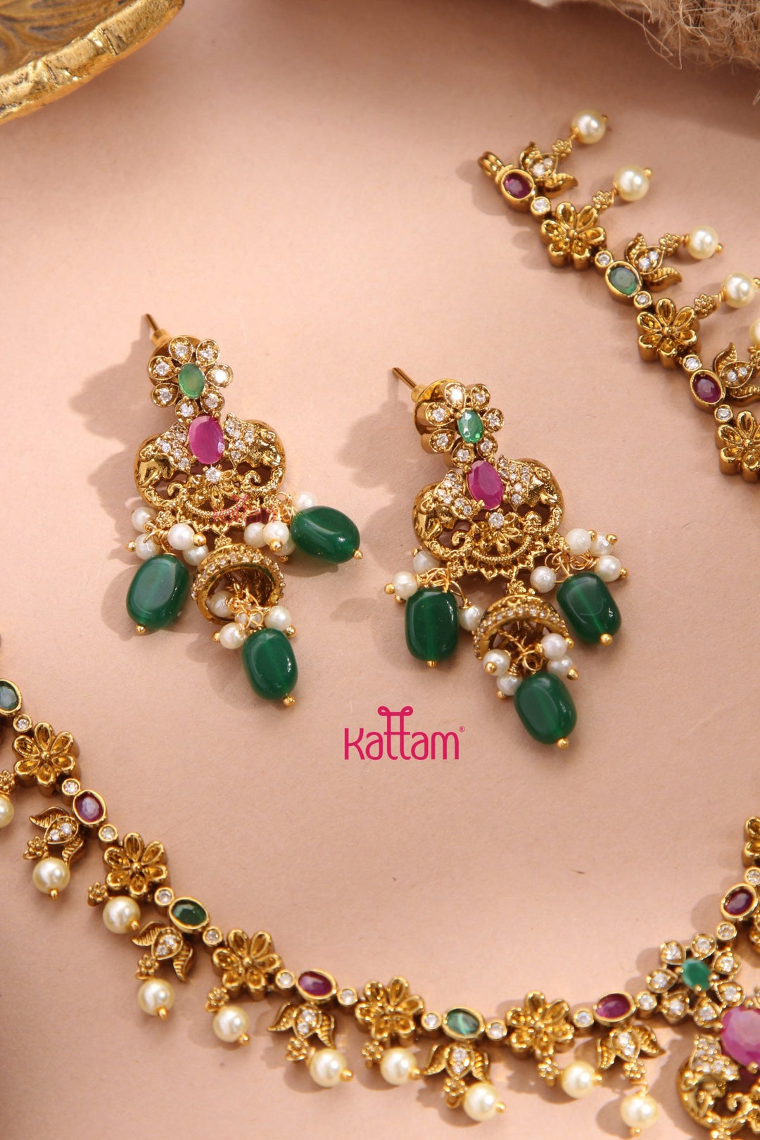 Ganesha Flower Pearl Necklace - N3335