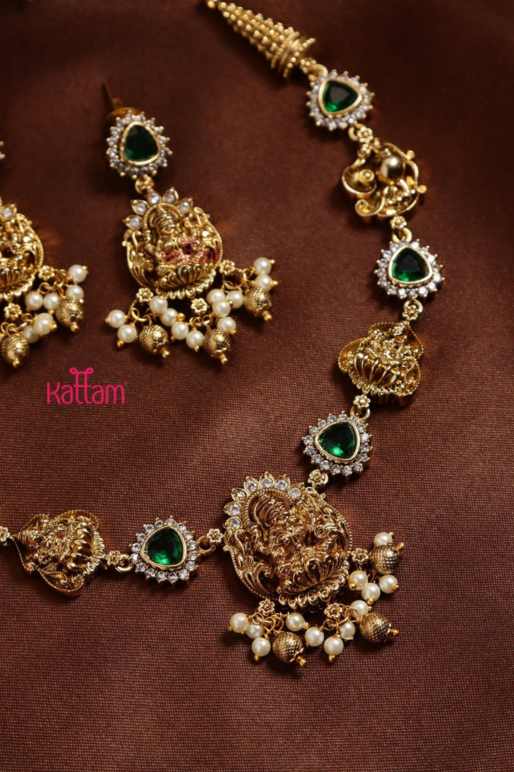 Goddess Lakshmi Green Necklace - N3221