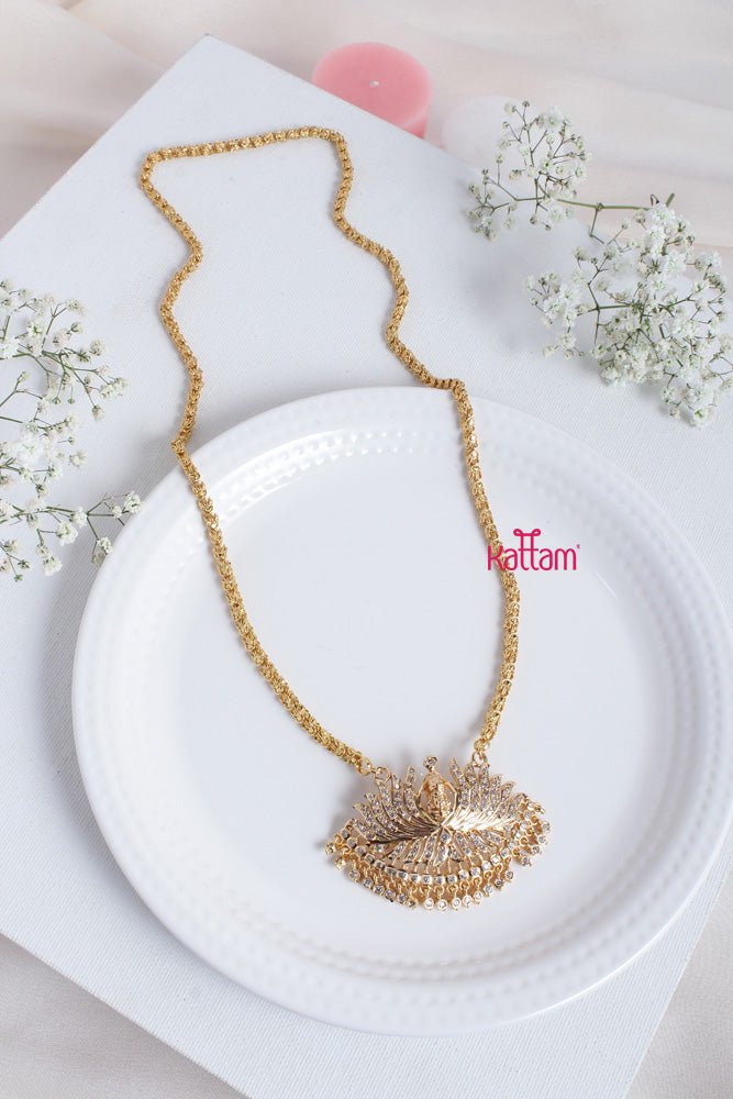 Goldtone Goddess Lotus Gati Dollar Chain - N2323