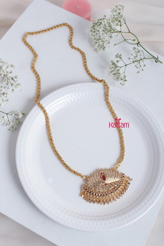 Goldtone Multistone Lotus Gati Dollar Chain - N2327