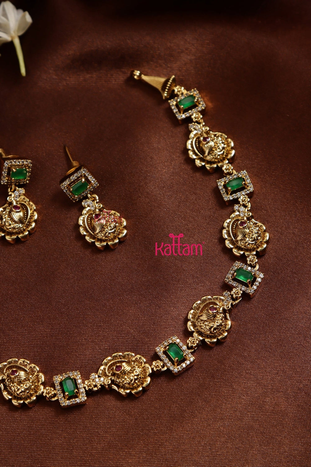 Green Emerald Mayil Choker - N3209