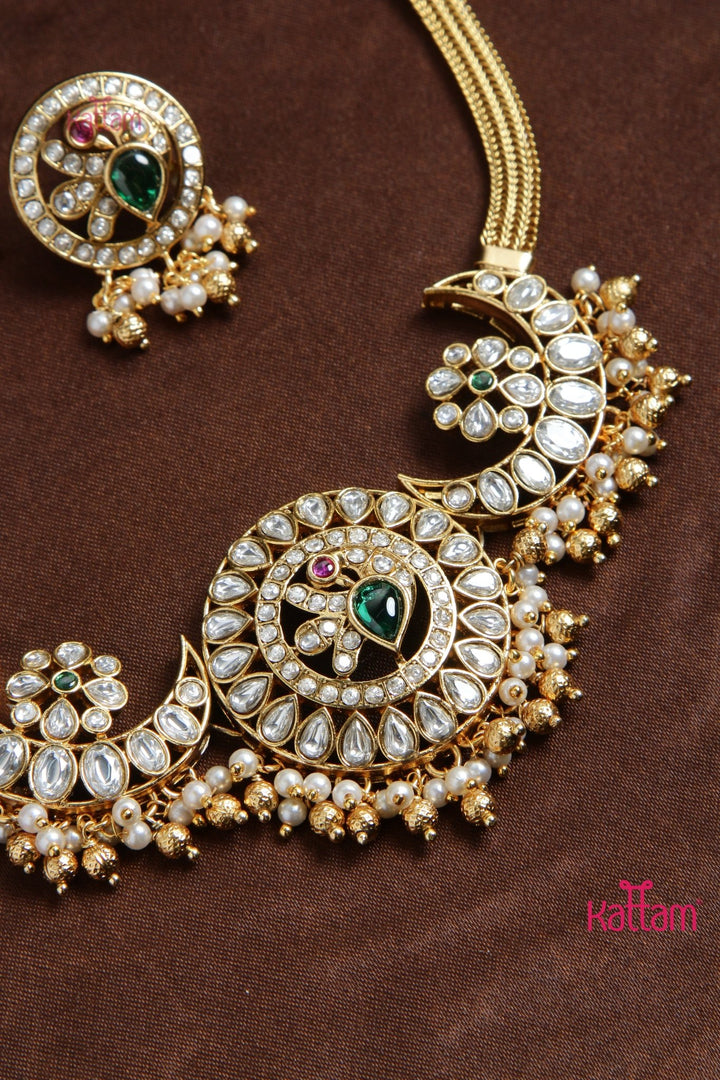 Halfmoon Peacock Kundan Choker - N3129