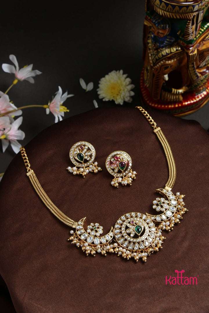 Halfmoon Peacock Kundan Choker - N3129