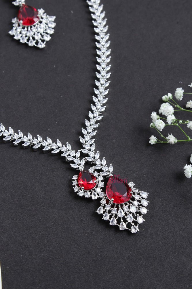 Isla - American Diamond Red Stone Necklace - N2423