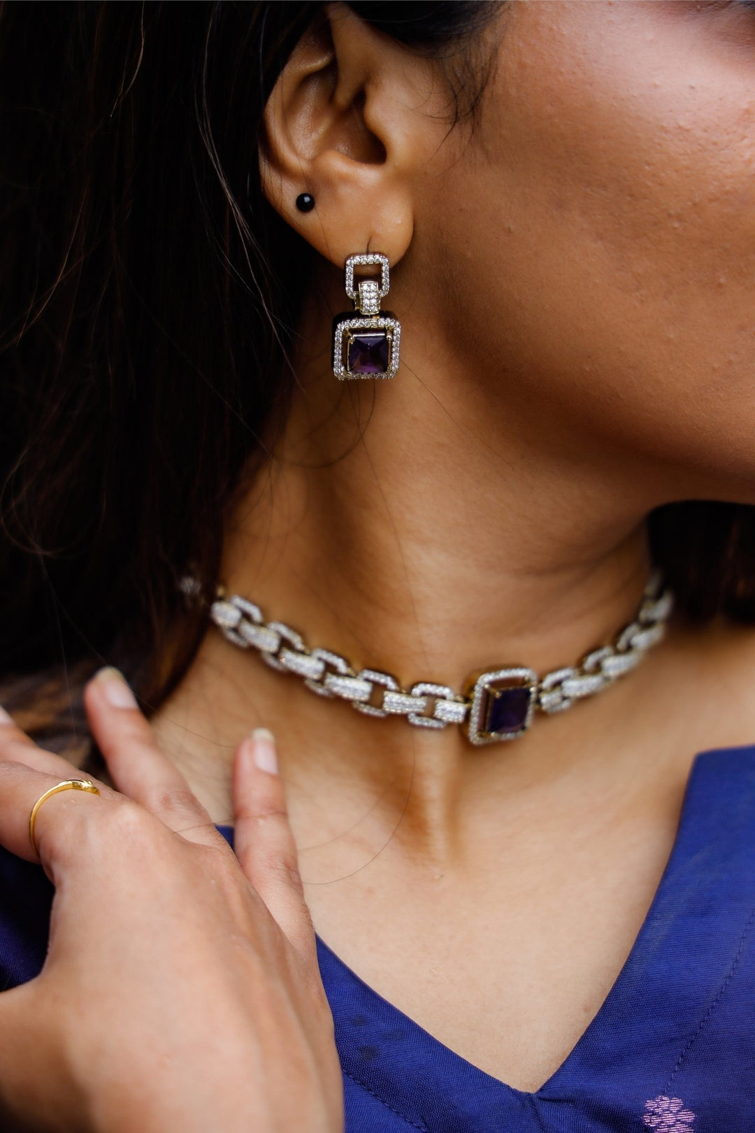 Jeni - AD Stone Purple Choker - N5097