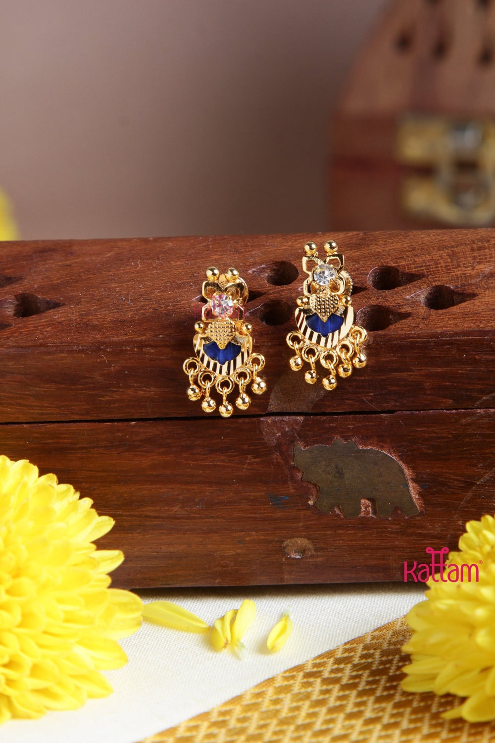 Kerala Palakka Blue Drop Earring - E972