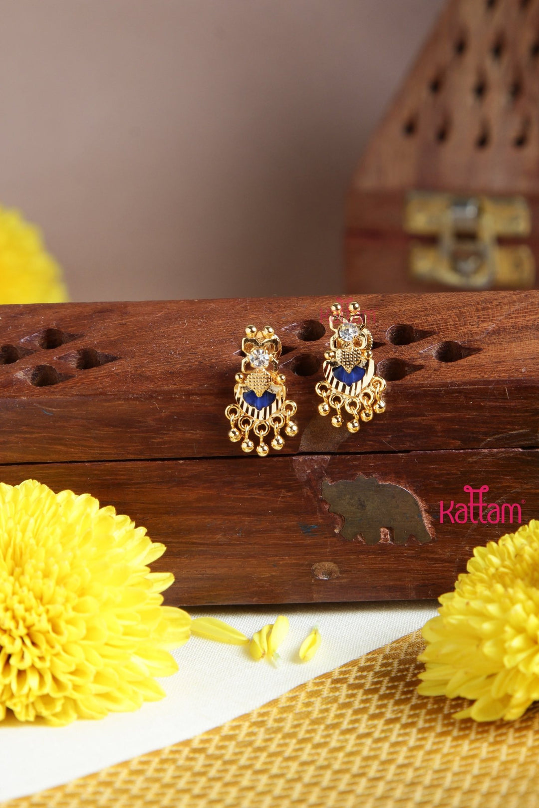 Kerala Palakka Blue Drop Earring - E972