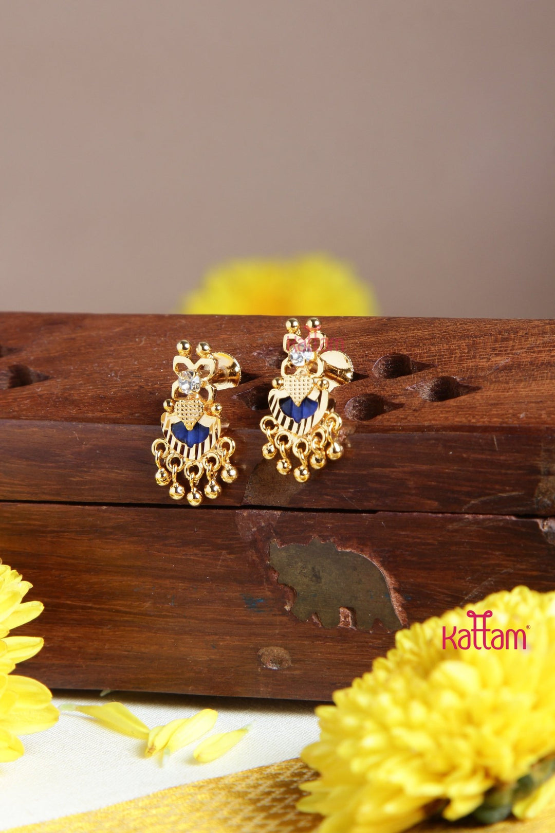 Kerala Palakka Blue Drop Earring - E972