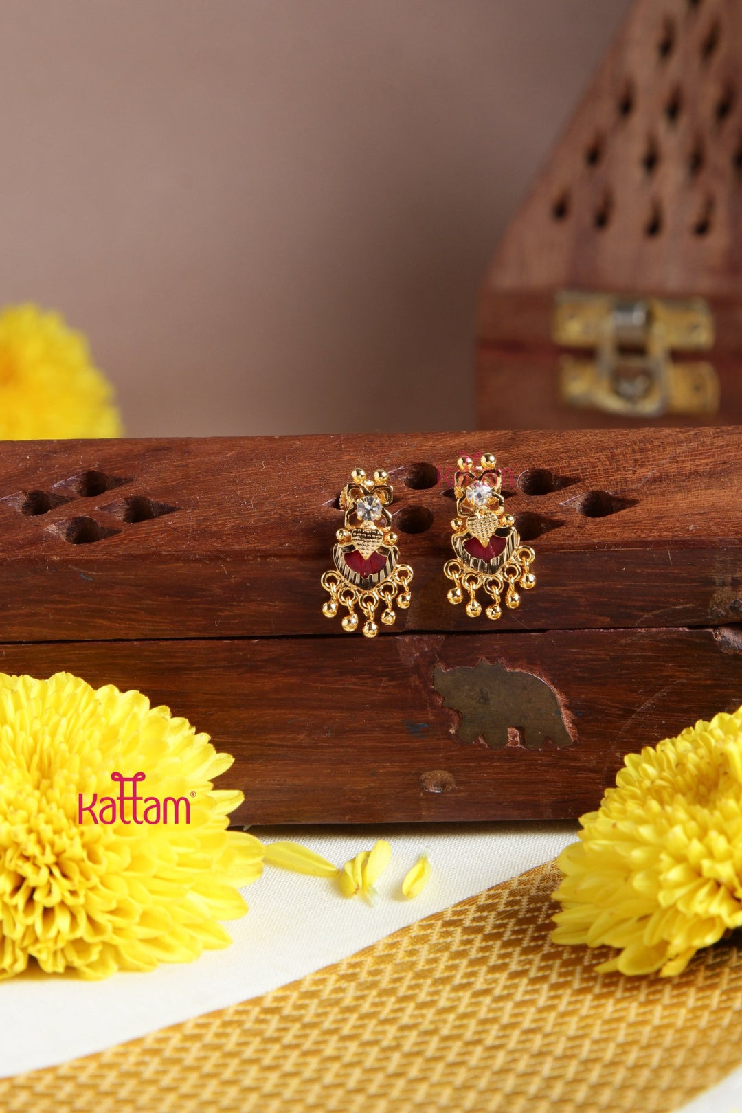 Kerala Palakka Ruby Drop Earring - E970