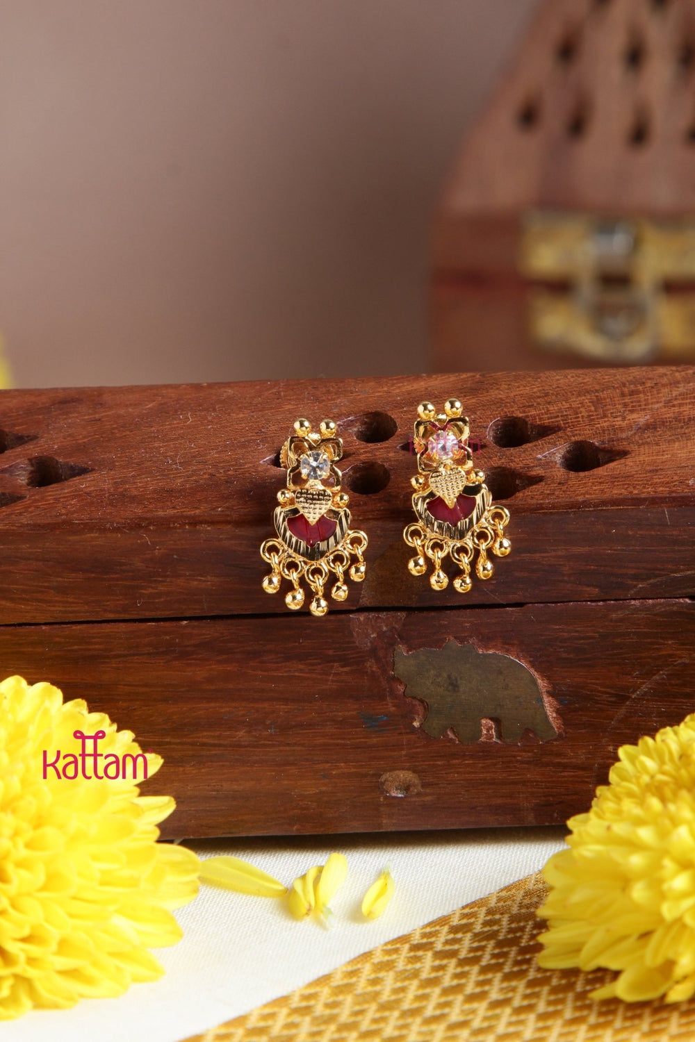 Kerala Palakka Ruby Drop Earring - E970