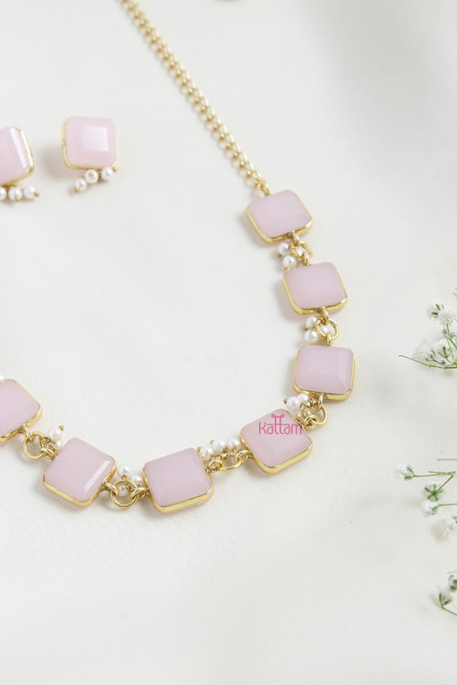 Kishara - Gemstone Pastel Pink Choker - N2469