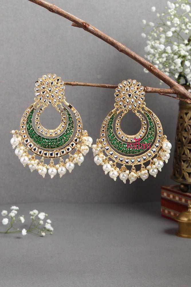 Kundan Chandbali Statement Earring - E398