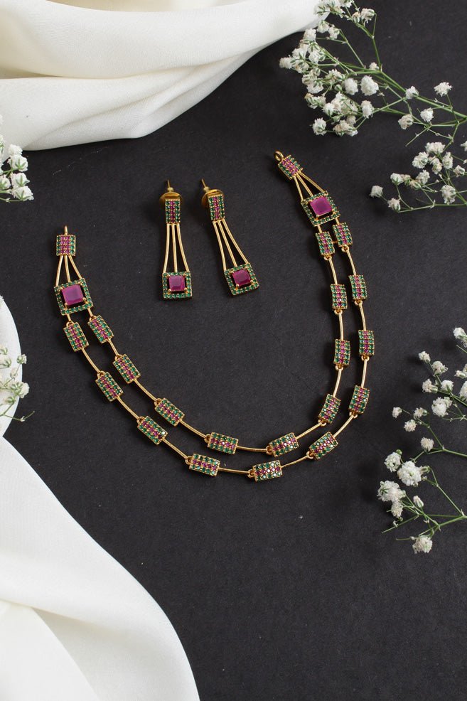 Kyla - AD Ruby Green Stone Choker - N2406