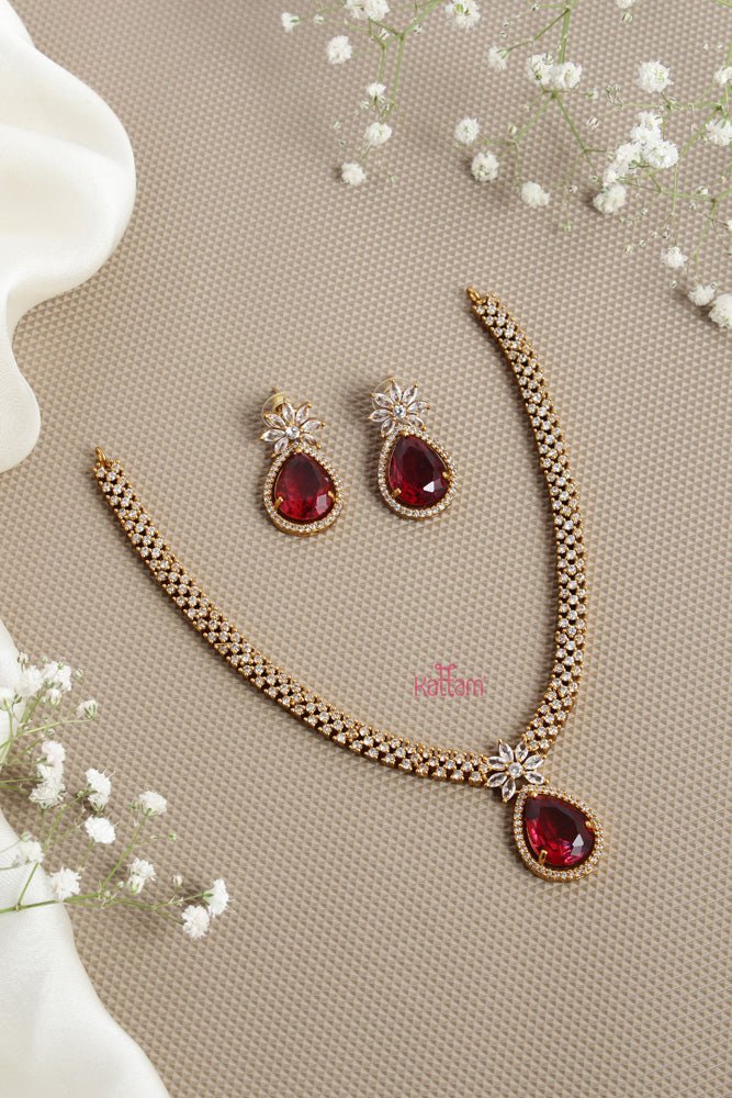 Lux - Ruby Drop Stone Necklace - N2618