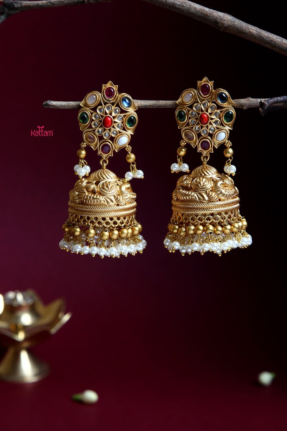 Matte Navarathna Jhumka - E136