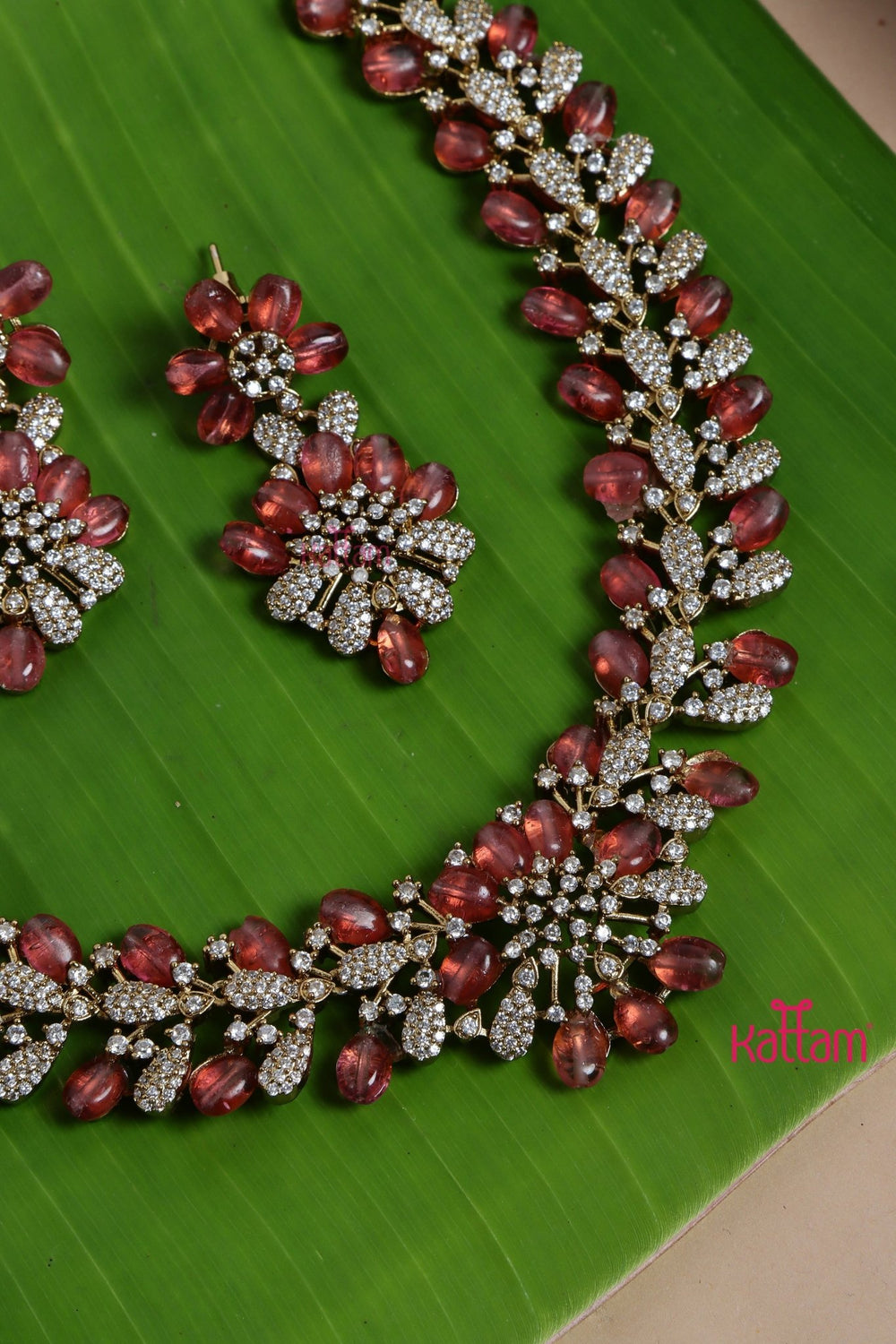 Mia - Maroon Pearl Bling Partywear Choker - N5151