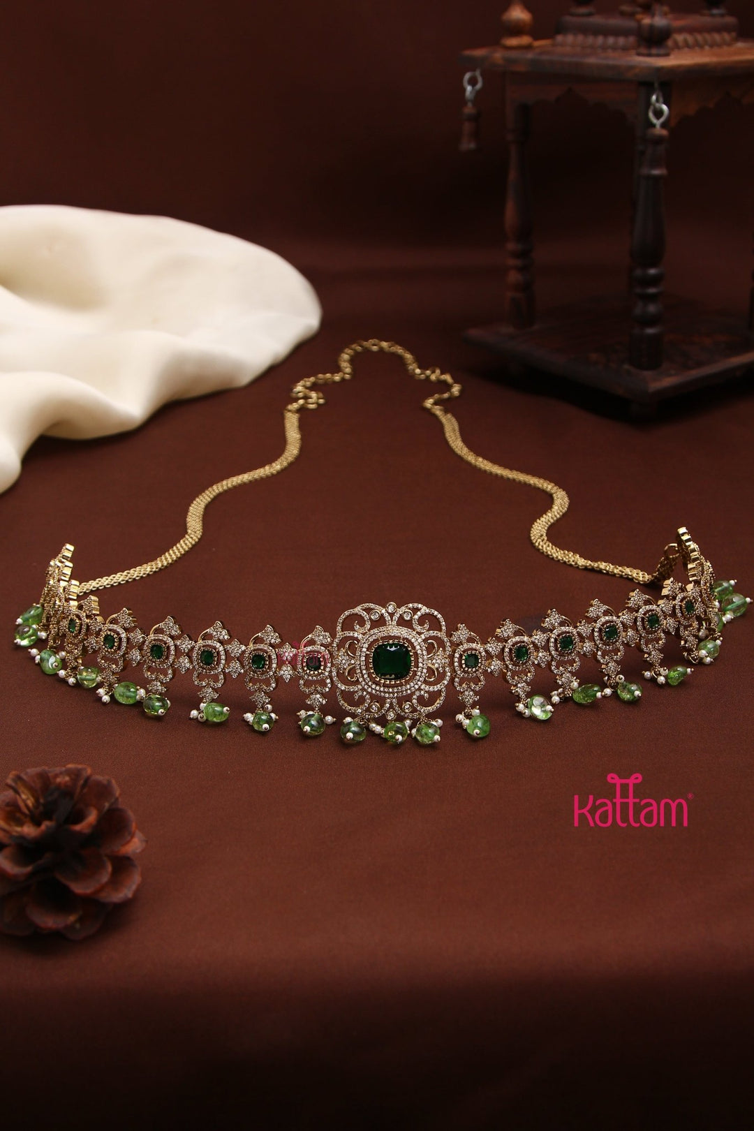 Mila - Victorian Motif Green HipChain - HB188