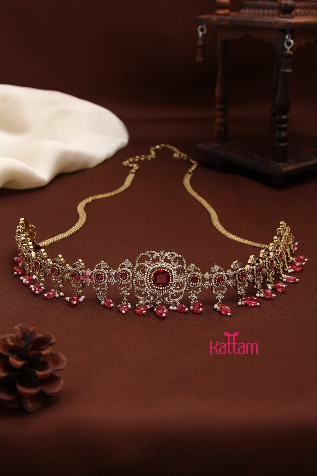 Mila - Victorian Motif Ruby HipChain - HB187