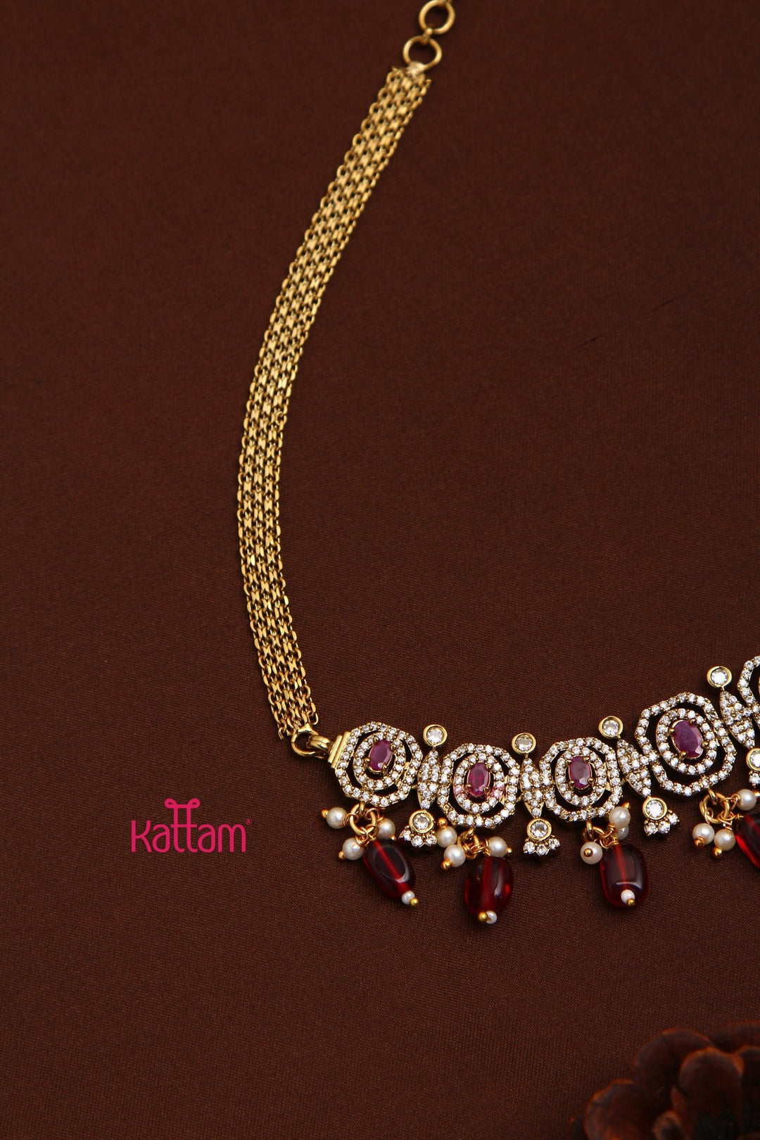 Myla - Victorian Motif Maroon Hipchain - HB194