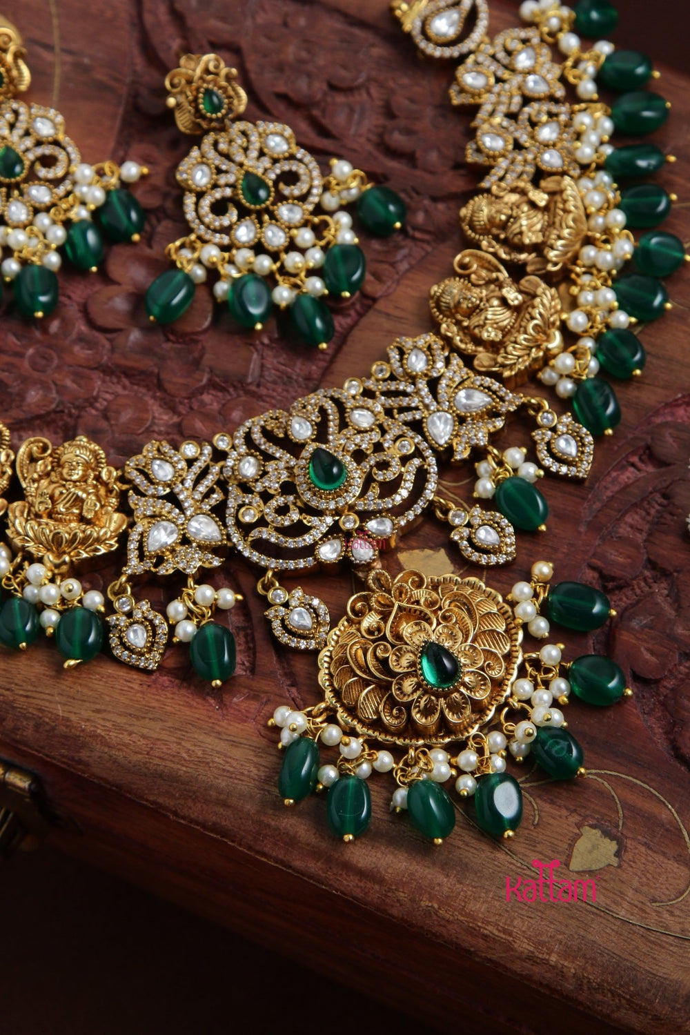 Nathiya - Victorian Goddess Green Necklace - N6109